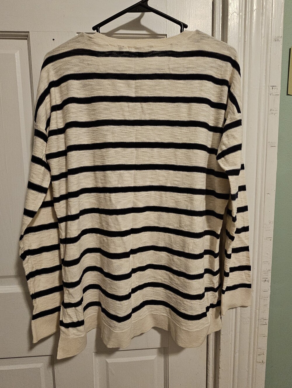 Vince Black and Cream Striped V-Neck Sweater - Picture 7 of 8